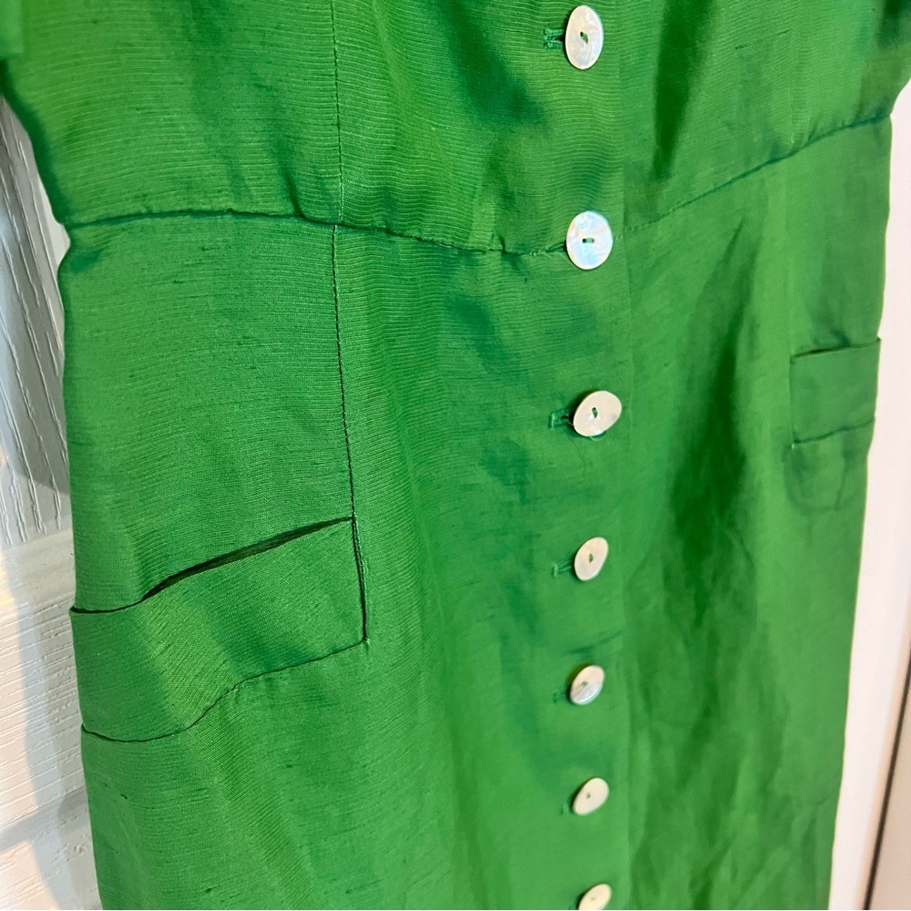 Aritzia Le Fou Wilfred NWOT Michalina Green Dress  Linen Blend Size 4 - Picture 6 of 17